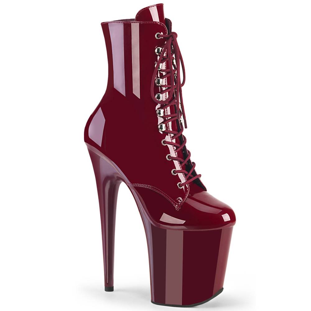 Pleaser - FLAMINGO-1020 Plateau Laarzen, Paaldans schoenen - Bordeaux rood